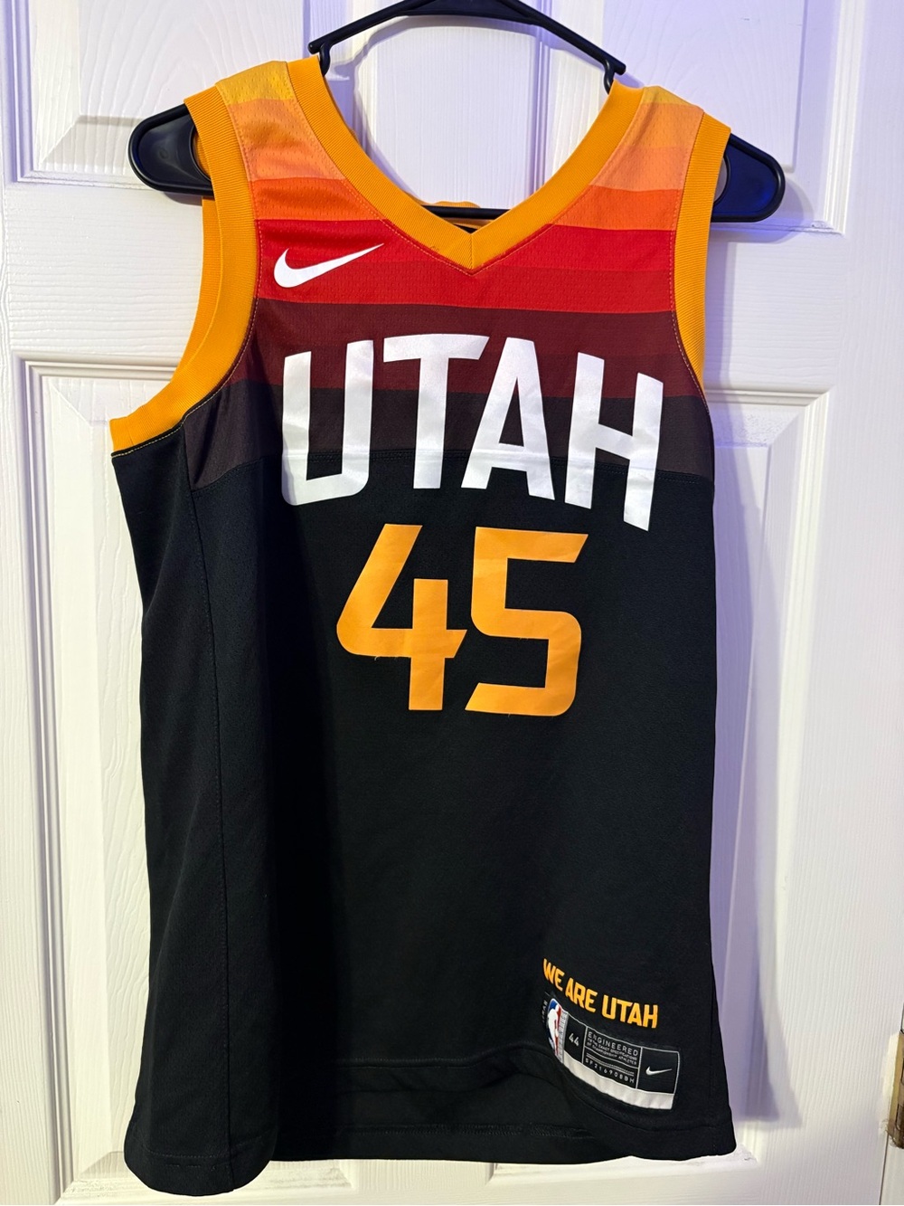 Nike Utah Gradient Black Basketball Jersey with Orange Accents #45